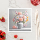 Serviette En Papier Bouquet Peach and White Dahlia (En situation)