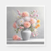 Serviette En Papier Bouquet Peach and White Dahlia (Devant)