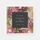 Serviette En Papier Bouquet romantique Mariage noir rose chaud (Devant)