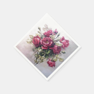 Serviette En Papier Bouquet rose de cru
