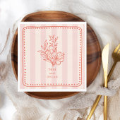 Serviette En Papier Bouquet rose floral Mariage en bande