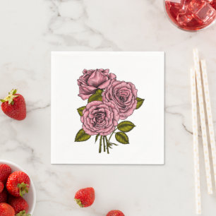 Serviette En Papier Bouquet rose roses