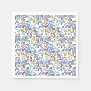 Serviette En Papier Bouquets colorés de fleurs rétro sur fond blanc
