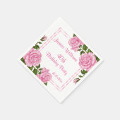 Serviette En Papier Bouquets d'angle rose joli 40 ans (Coin)