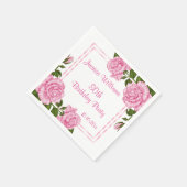 Serviette En Papier Bouquets d'angle rose joli 80 ans (Coin)