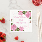 Serviette En Papier Bouquets d'angle roses jolis 25ème (En situation)