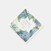 Serviette En Papier Bouquets de Mariage Personnalisés Hydrangeas Bleus (Coin)