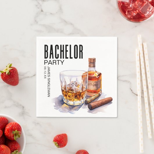 Serviette En Papier Bourbon et Cigar Bachelor Party (En situation)