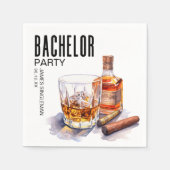 Serviette En Papier Bourbon et Cigar Bachelor Party (Devant)