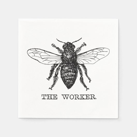 Serviette En Papier Bourdon noir ouvrier abeille miel (Devant)