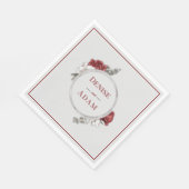 Serviette En Papier Bourgogne Blush & White Roses Argent Foil (Coin)