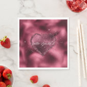 Serviette En Papier Bourgogne Cerise Parties scintillant Coeur étincel (En situation)
