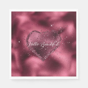 Serviette En Papier Bourgogne Cerise Parties scintillant Coeur étincel