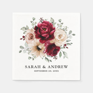 Serviette En Papier Bourgogne Champagne Ivory Mauve Rose Floral Mariag