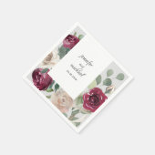 Serviette En Papier Bourgogne et beige Rustique Mariage floral (Coin)