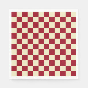 Serviette En Papier Bourgogne et crème Checkered