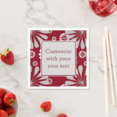 Serviette En Papier Bourgogne et gris Floral Texte personnalisé (En situation)