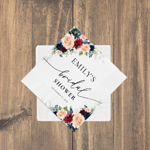 Serviette En Papier Bourgogne et marine Fête des mariées Napkin