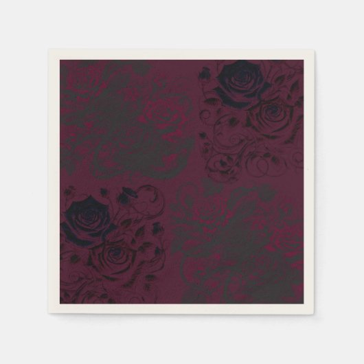 Serviette En Papier Bourgogne et noir Jardin sombre Mariage de glam go (Devant)