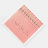 Serviette En Papier Bourgogne Et Rose (Coin)