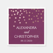 Serviette En Papier Bourgogne et Rose Gold Foil Mariage Confetti (Devant)