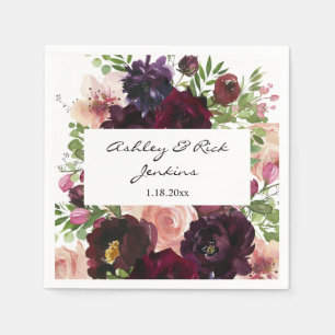 Serviette En Papier Bourgogne et rose pâle