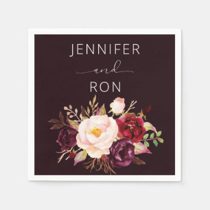 Serviette En Papier Bourgogne et rose pâle - Noir