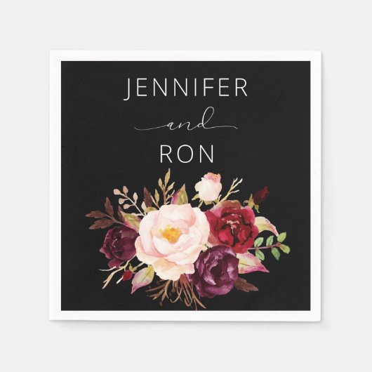 Serviette En Papier Bourgogne et rose pâle - Noir (Devant)