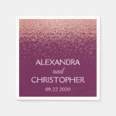 Serviette En Papier Bourgogne et Rose Parties scintillant or Confetti  (Devant)