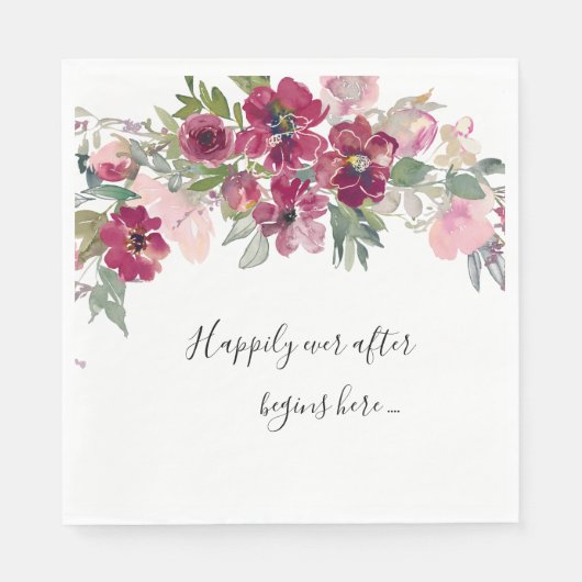 Serviette En Papier Bourgogne et rougissant avec mariage de devis (Devant)