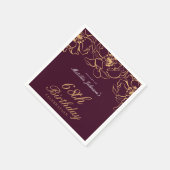 Serviette En Papier Bourgogne Floral Anniversaire Papier de fête Napki (Coin)