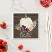 Serviette En Papier Bourgogne Floral Citrouille Baby shower Rustique (En situation)