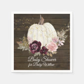 Serviette En Papier Bourgogne Floral Citrouille Baby shower Rustique (Devant)