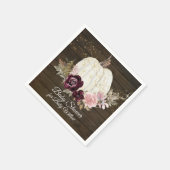 Serviette En Papier Bourgogne Floral Citrouille Baby shower Rustique (Coin)