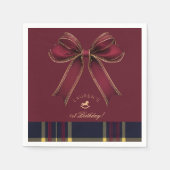 Serviette En Papier Bourgogne Gold Bow Rocse Cheval luxe Anniversaire (Devant)
