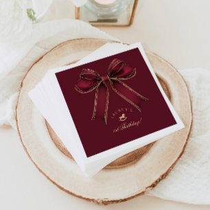Serviette En Papier Bourgogne Gold Bow Rocse Cheval luxe Anniversaire
