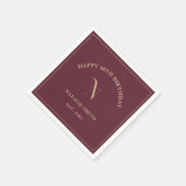 Serviette En Papier Bourgogne Gold Joyeux Anniversaire Monogramme init (Coin)