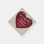 Serviette En Papier Bourgogne Heart String Lumières Burlap Mariage (Coin)