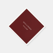 Serviette En Papier Bourgogne Initiales Modernes Mariage Minimaliste  (Coin)