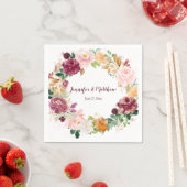 Serviette En Papier Bourgogne Mauve Blush Saffron Jaune Fleurit Rustiq (En situation)