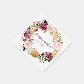 Serviette En Papier Bourgogne Mauve Blush Saffron Jaune Fleurit Rustiq (Coin)