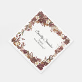 Serviette En Papier Bourgogne Mauve Fleur d'automne blanche 80e annive (Coin)