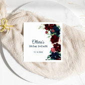 Serviette En Papier Bourgogne & Navy Fleurs bleues Fête des mariées ru