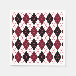 Serviette En Papier Bourgogne, noir et blanc Jacquard Motif