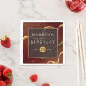 Serviette En Papier Bourgogne Or 🌿 Élégant Mariage Abstrait épais (En situation)