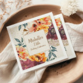 Serviette En Papier Bourgogne Orange Floral Gold Parties scintillant 7