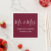 Serviette En Papier Bourgogne personnalisée M. et Mme Mariage Napkins (En situation)