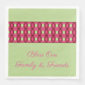 Serviette En Papier Bourgogne rose et vert menthe (Devant)