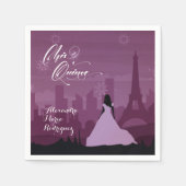 Serviette En Papier Bourgogne Rose rose Paris Feu d'artifice Quinceañe (Devant)