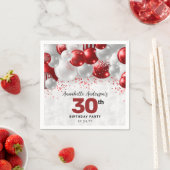 Serviette En Papier Bourgogne Rouge argent ballon Parties scintillant (En situation)